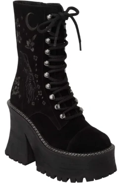 KILLSTAR Luci-Fairy Platform Boots - Gothic Embroidery & Velvet 5 KILLSTAR Luci-Fairy Platform Boots - Gothic Embroidery & Velvet -Kill Star Store LUCIFAIRY BOOTS