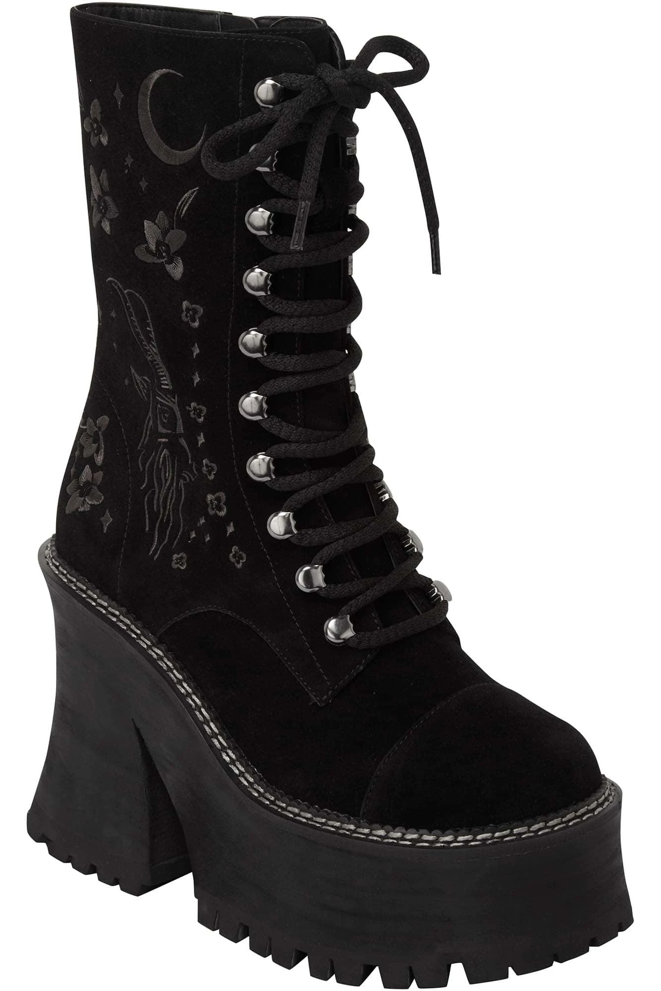 KILLSTAR Luci-Fairy Platform Boots - Gothic Embroidery & Velvet 3 KILLSTAR Luci-Fairy Platform Boots - Gothic Embroidery & Velvet - Image 3