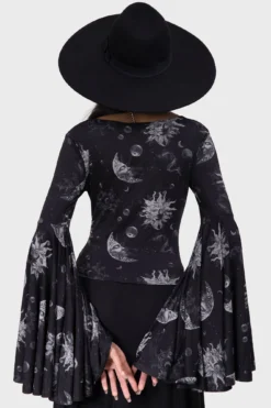 KILLSTAR Luminara Celestial Crop Top with Flared Sleeves -Kill Star Store LUMINARA TOP E