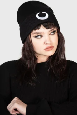 KILLSTAR Luna Beanie - Embroidered Moon Gothic Knit Hat