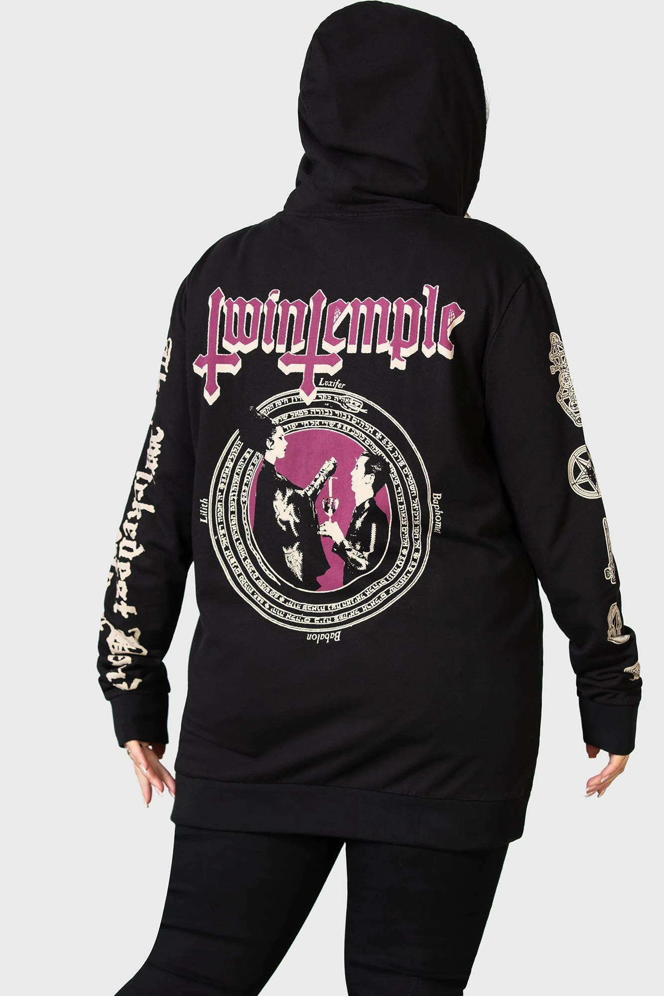 Killstar x Twin Temple Magic Circle Plus Size Zip Hoodie 2 Killstar x Twin Temple Magic Circle Plus Size Zip Hoodie - Image 2