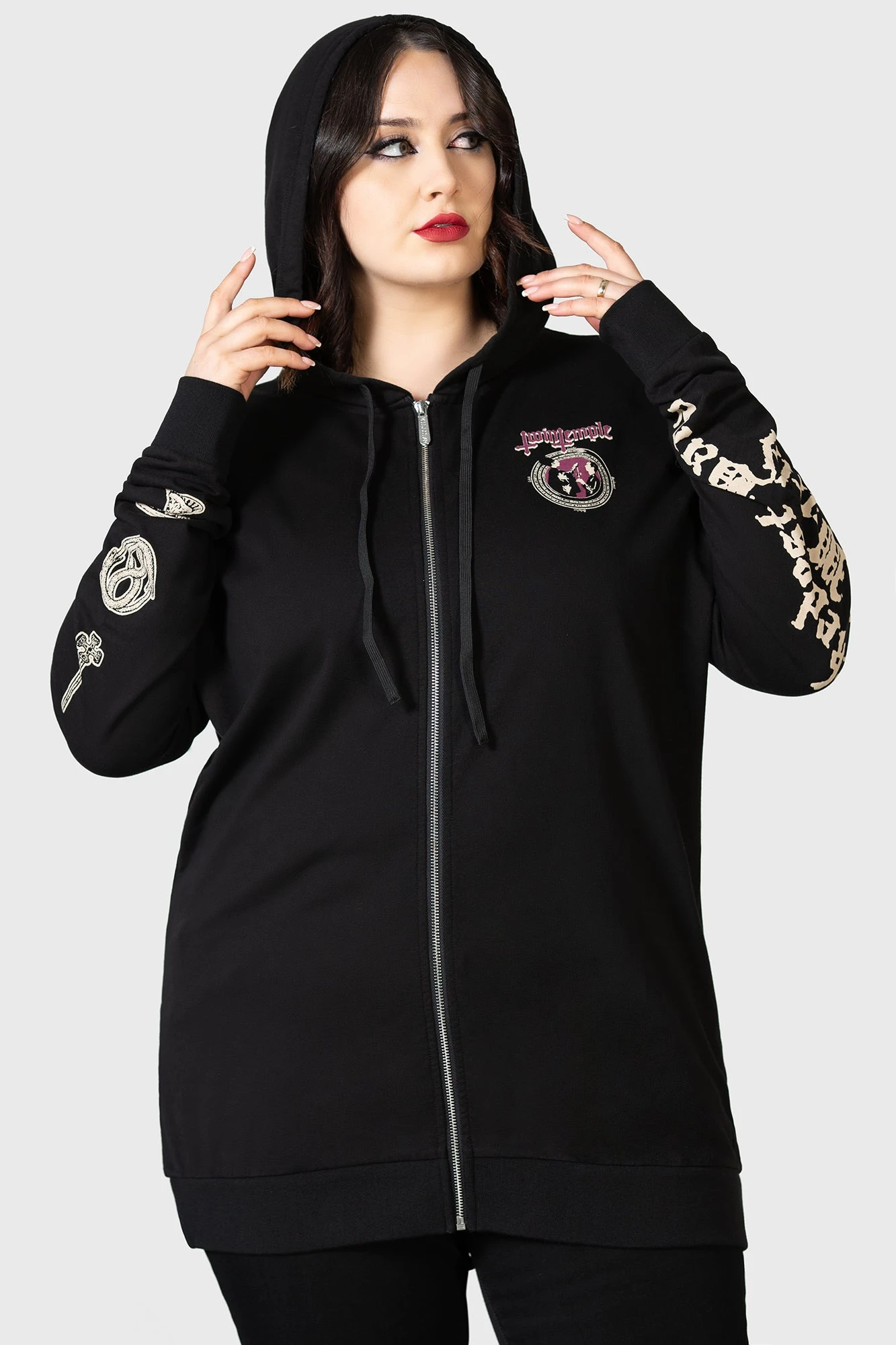 Killstar x Twin Temple Magic Circle Plus Size Zip Hoodie 3 Killstar x Twin Temple Magic Circle Plus Size Zip Hoodie - Image 3