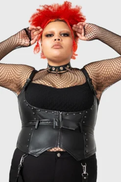 KILLSTAR Malapas Plus Size Faux Leather Underbust Corset -Kill Star Store MALAPAS UNDERBUST CORSET PLUS W E