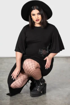 KILLSTAR Maple Asymmetric Dress [PLUS] -Kill Star Store MAPLE ASYMMETRIC DRESS PLUS W E