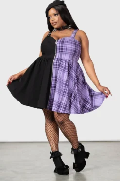 KILLSTAR Marie Zip Plus Size Dress with Fishnet Bell Sleeves