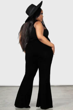 Killstar Marisola Velvet Flare Leggings [Plus Size] -Kill Star Store MARISOLA FLARES PLUS W D