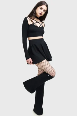 Killstar Mephistar High-Waisted Flared Skirt