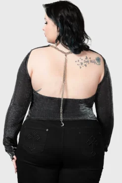 KILLSTAR Metals Reflection Plus Size Glitter Top with Moon Detail -Kill Star Store METALS REFLECTION TOP PLUS W d