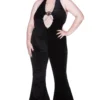 KILLSTAR Mithra Jumpsuit [Plus Size] - Faux Suede & Pentagram Detail