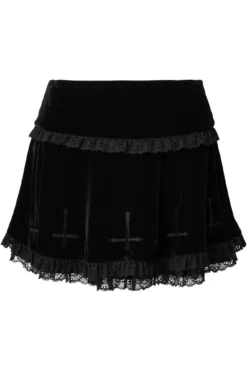 KILLSTAR Mitzy Plus Size Velvet Mini Skirt with Embroidery 5 KILLSTAR Mitzy Plus Size Velvet Mini Skirt with Embroidery -Kill Star Store MITZY MINI SKIRT PLUS