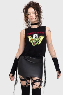 KILLSTAR x Gremlins Stripe Distressed Knit Vest -Kill Star Store MOHAWKMOGWAIFAUXFURJACKET W E