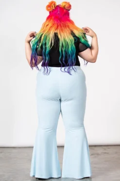 KILLSTAR Moondance Velvet Bell Bottoms - Pastel Blue Plus Size 9 KILLSTAR Moondance Velvet Bell Bottoms - Pastel Blue Plus Size -Kill Star Store MOONDANCE BELL BOTTTOMS PASTEL BLUE PLUS W G