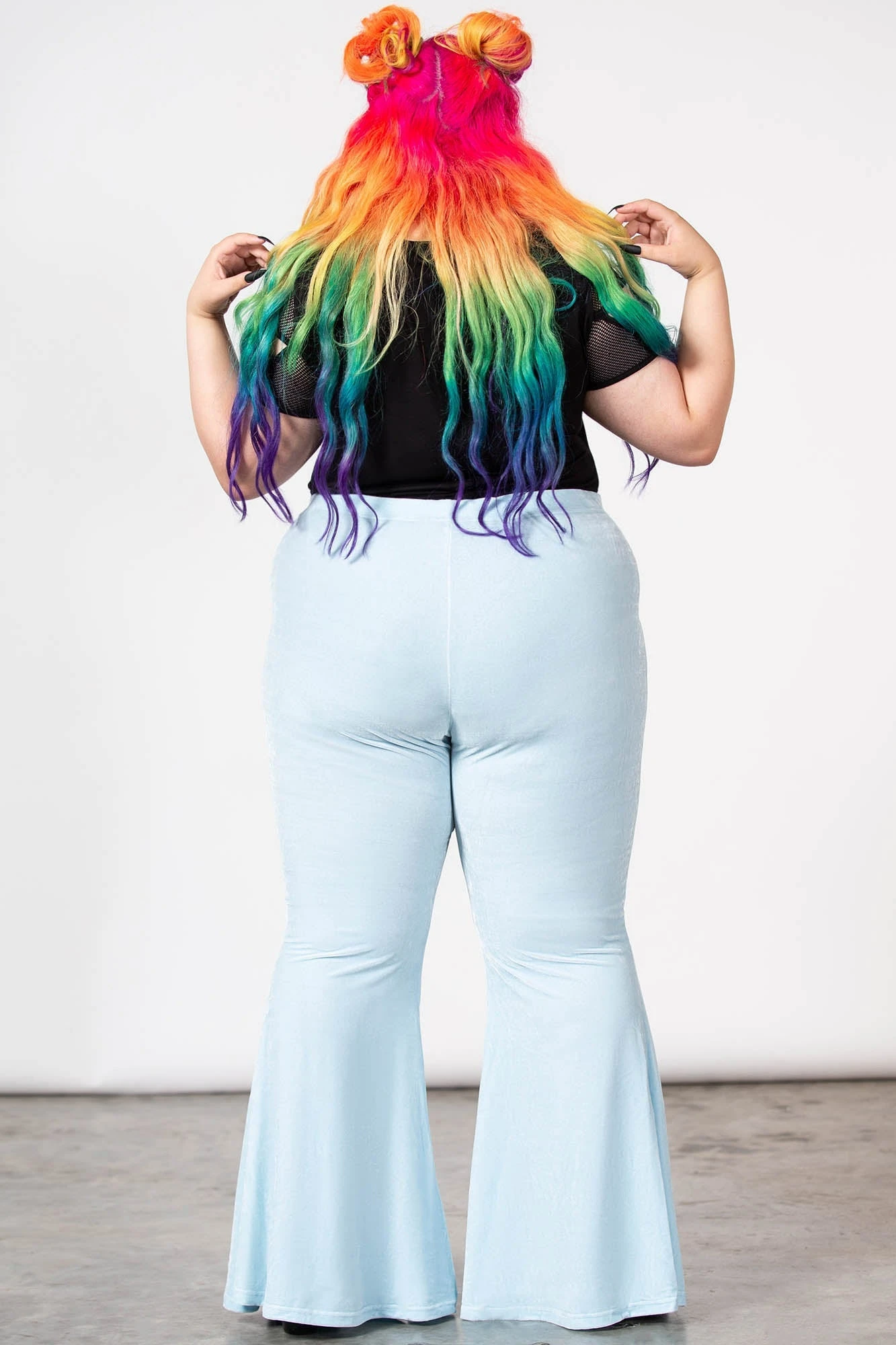 KILLSTAR Moondance Velvet Bell Bottoms - Pastel Blue Plus Size 5 KILLSTAR Moondance Velvet Bell Bottoms - Pastel Blue Plus Size - Image 5