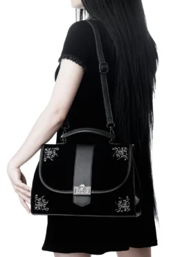 KILLSTAR Moonlight Satchel Bag - Gothic Faux Leather & Velvet Handbag