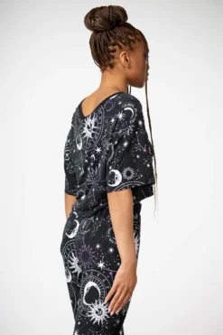 Moonlight V Neck Crop Top -Kill Star Store MOONLIGHT V NECK CROP TOP W D