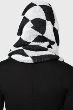 Killstar Morning Fog Snood - Distorted Checkerboard Knit Neck Warmer -Kill Star Store MORNING FOG SNOOD W E