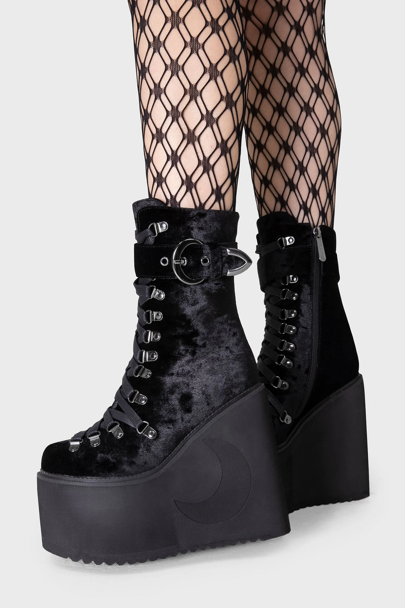 KILLSTAR Mournful Steps Crushed Velvet Platform Boots 2 KILLSTAR Mournful Steps Crushed Velvet Platform Boots - Image 2