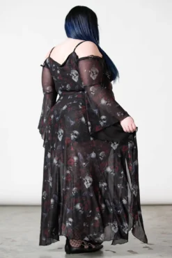 Killstar Mystic Meadow Plus Size Mesh Maxi Dress with Flared Sleeves -Kill Star Store MYSTIC MEADOW MESH MAXI DRESS PLUS W G