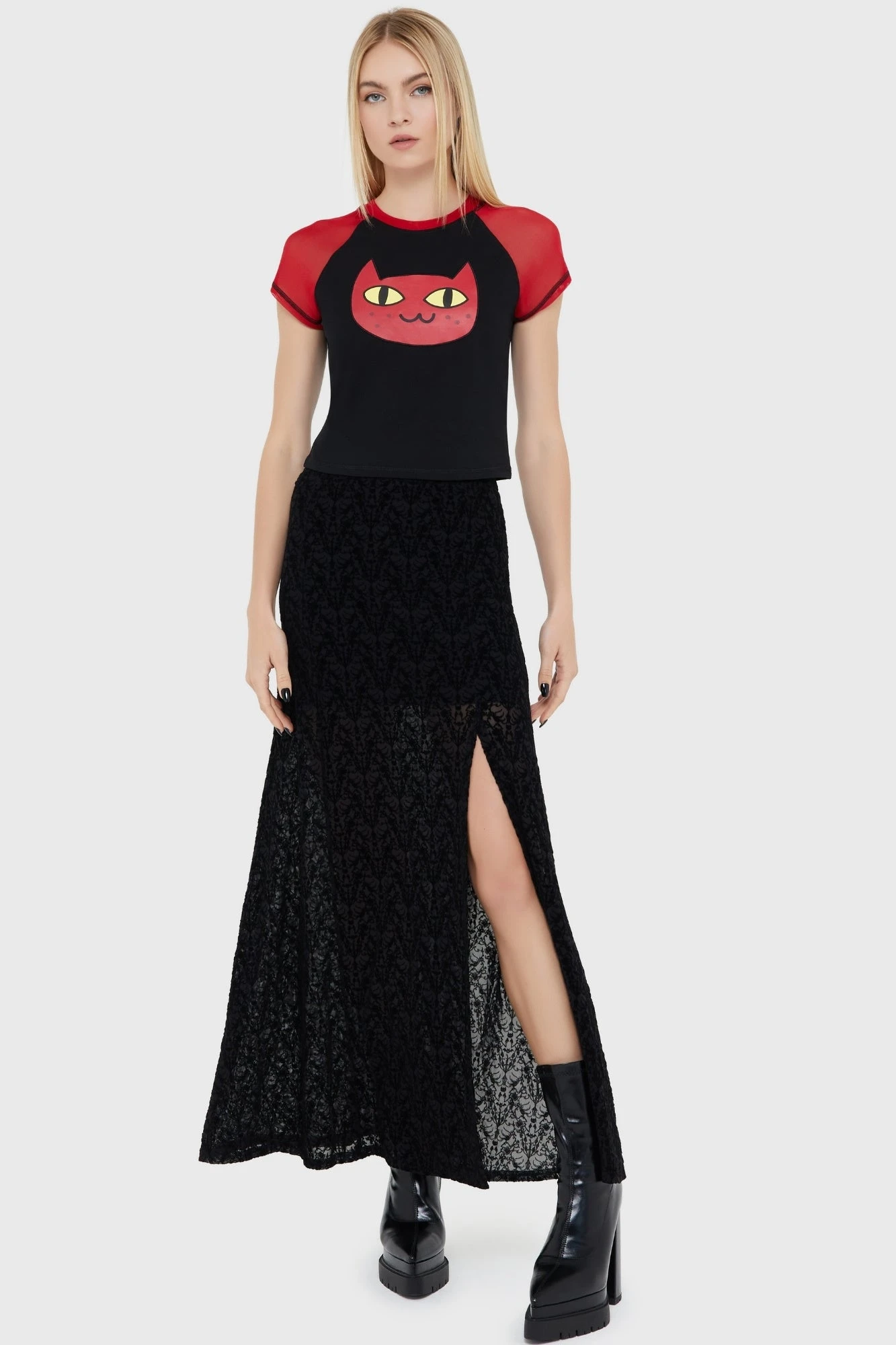 KILLSTAR x Adventure Time Marceline Burn-Out Velvet Maxi Skirt 3 KILLSTAR x Adventure Time Marceline Burn-Out Velvet Maxi Skirt - Image 3