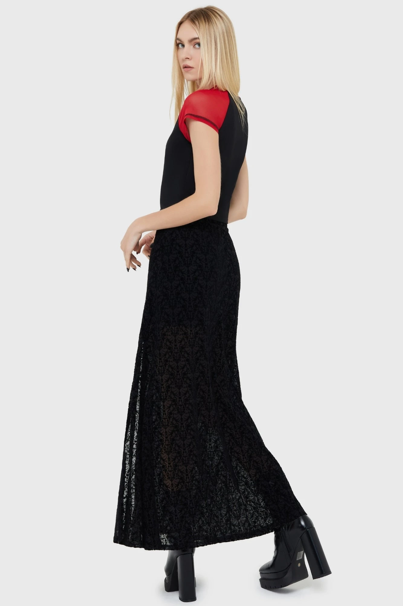 KILLSTAR x Adventure Time Marceline Burn-Out Velvet Maxi Skirt 4 KILLSTAR x Adventure Time Marceline Burn-Out Velvet Maxi Skirt - Image 4