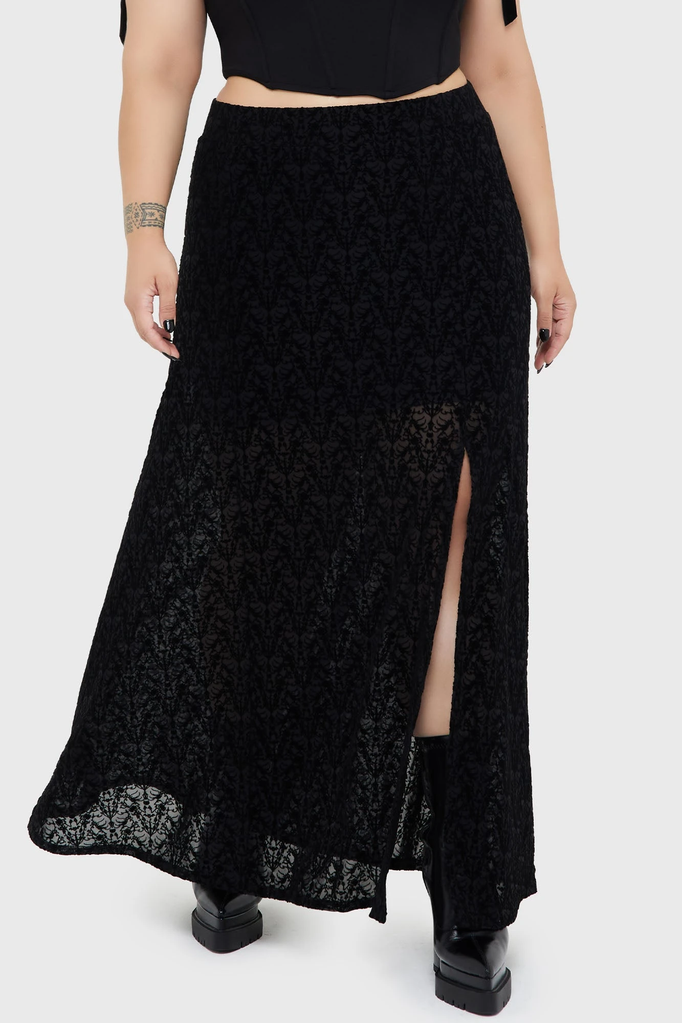 KILLSTAR x Adventure Time Marceline Burn-Out Velvet Maxi Skirt 7 KILLSTAR x Adventure Time Marceline Burn-Out Velvet Maxi Skirt - Image 7