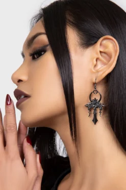 KILLSTAR Mourning Ankh Earrings - Gothic Rose & Crucifix Jewelry -Kill Star Store MourningAnkhEarrings C