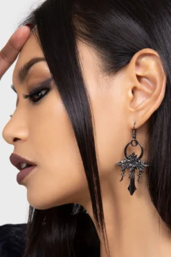 KILLSTAR Mourning Ankh Earrings - Gothic Rose & Crucifix Jewelry -Kill Star Store MourningAnkhEarrings D