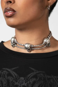 KILLSTAR Naven Skull and Bone Metal Choker -Kill Star Store NAVEEN CHOKER W D