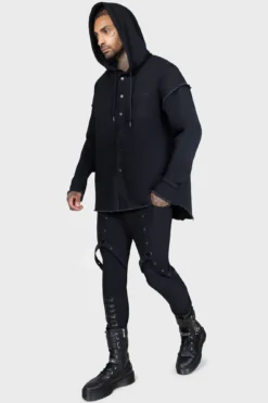 KILLSTAR Necro Vale Hooded Denim Overshirt -Kill Star Store NECROVALESHIRT D