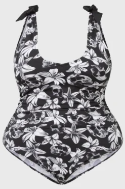 Killstar Nerissa Plus Size Swimsuit - Ruched Gothic Swimwear -Kill Star Store NERISSA BIKINI PLUS G