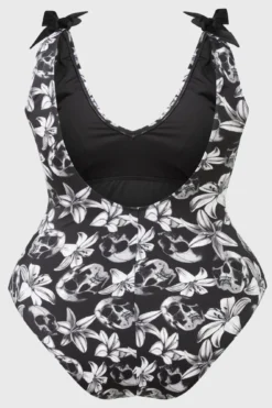 Killstar Nerissa Plus Size Swimsuit - Ruched Gothic Swimwear -Kill Star Store NERISSA BIKINI PLUS H