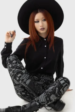 Killstar x Beetlejuice Never Trust The Living Leggings -Kill Star Store NEVER TRUST THE LIVING LEGGINGS W D