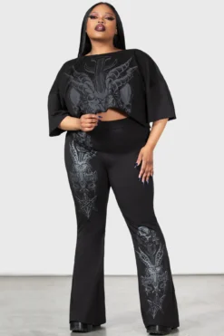 KILLSTAR Night Roller Plus Size Crop Top - Gothic Lace-Up Tee -Kill Star Store NIGHT ROLLER CROP TOP PLUS W D