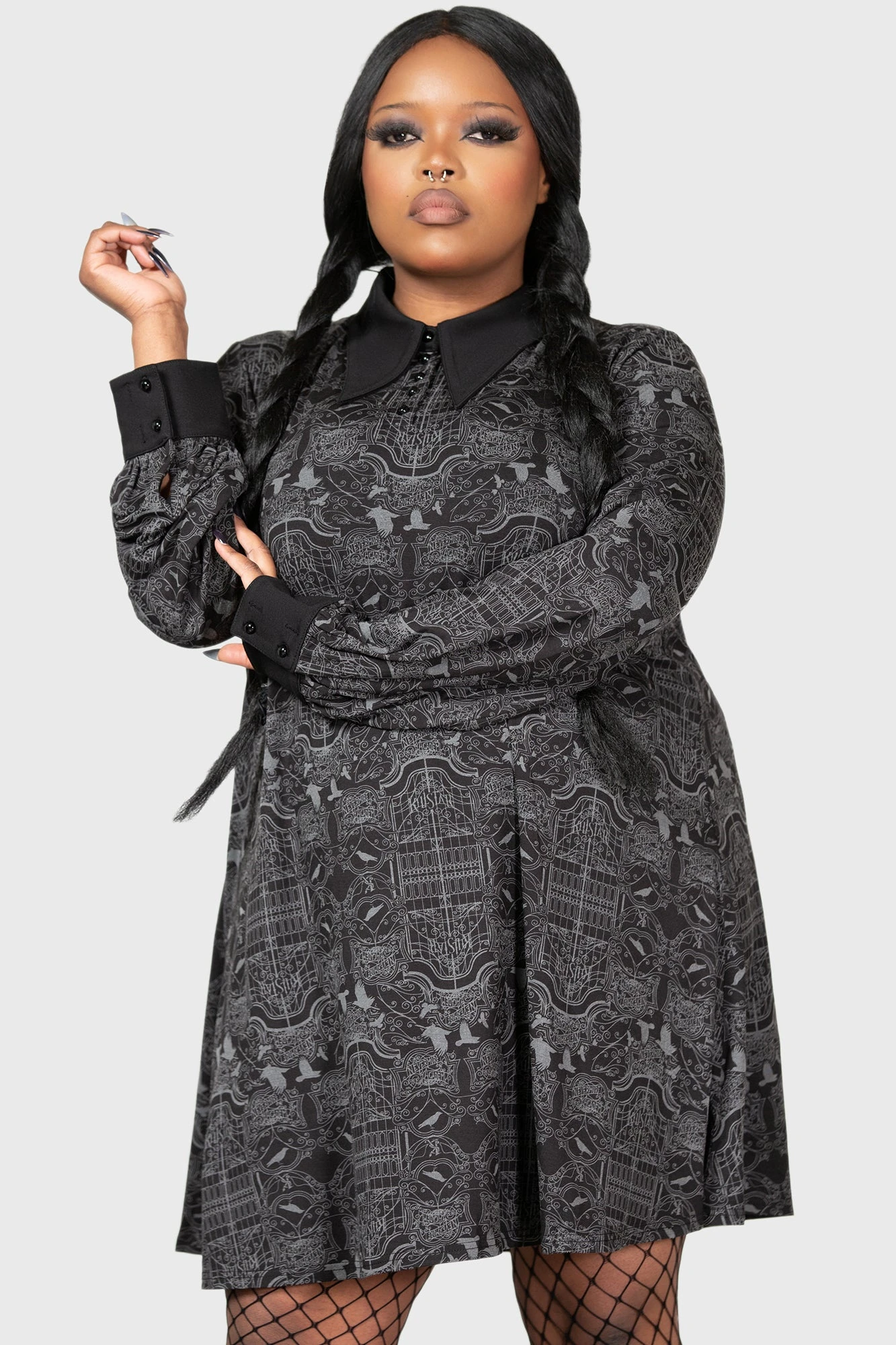 KILLSTAR Wednesday Nightshade Society Plus Size Mini Dress 3 KILLSTAR Wednesday Nightshade Society Plus Size Mini Dress - Image 3