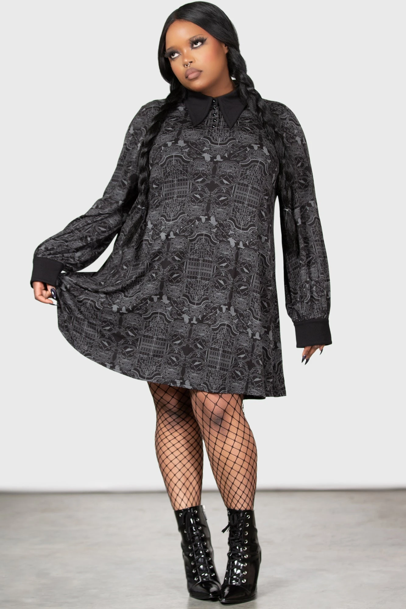 KILLSTAR Wednesday Nightshade Society Plus Size Mini Dress 4 KILLSTAR Wednesday Nightshade Society Plus Size Mini Dress - Image 4