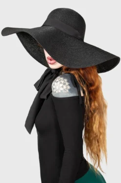 Killstar Nightshaded Sun Hat - Woven Gothic Headwear 6 Killstar Nightshaded Sun Hat - Woven Gothic Headwear -Kill Star Store NIGHTSHADED SUN HAT W D