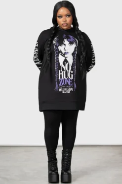 KILLSTAR x Wednesday No-Hug Zone Longline Hoodie [Plus Size]