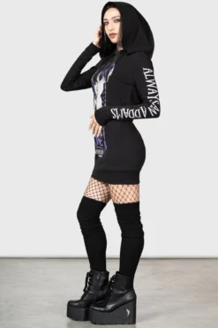 Killstar x Wednesday No-Hug Zone Longline Hoodie -Kill Star Store NO HUG ZONE LONGLINE HOODIE W F