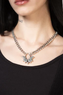Killstar Noctule Lock Necklace - Gothic Bat Statement Jewelry