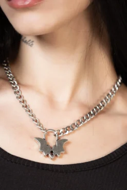 Killstar Noctule Lock Necklace - Gothic Bat Statement Jewelry -Kill Star Store NOCTULE LOCK NECKLACE W D