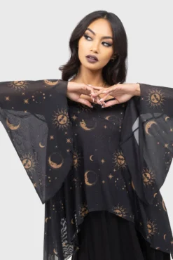 KILLSTAR Nocturnova Celestial Mesh Top with Flared Sleeves -Kill Star Store NOCTURNOVATOP D
