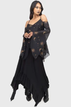 KILLSTAR Nocturnova Celestial Mesh Top with Flared Sleeves -Kill Star Store NOCTURNOVATOP E