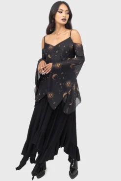 KILLSTAR Nocturnova Celestial Mesh Top with Flared Sleeves -Kill Star Store NOCTURNOVATOP F