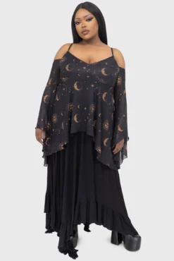 KILLSTAR Nocturnova Celestial Mesh Top with Flared Sleeves -Kill Star Store NOCTURNOVATOP PLUS B