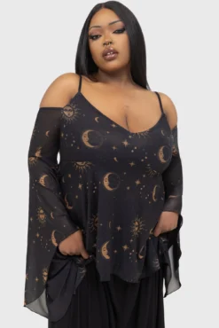 KILLSTAR Nocturnova Celestial Mesh Top with Flared Sleeves -Kill Star Store NOCTURNOVATOP PLUS C