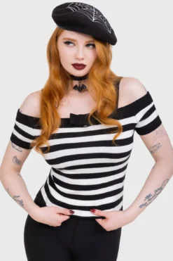 Noir Nancy Bardot Sweater -Kill Star Store NOIRNANCYBARDOTSWEATER D