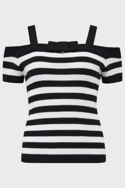 Noir Nancy Bardot Sweater -Kill Star Store NOIR NANCY BARDOT SWEATER BLACK WHITE 1