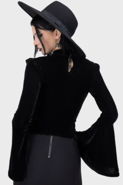 KILLSTAR Noxine Velvet Top - Plus Size Gothic Ruffle Shirt -Kill Star Store NOXINE TOP D