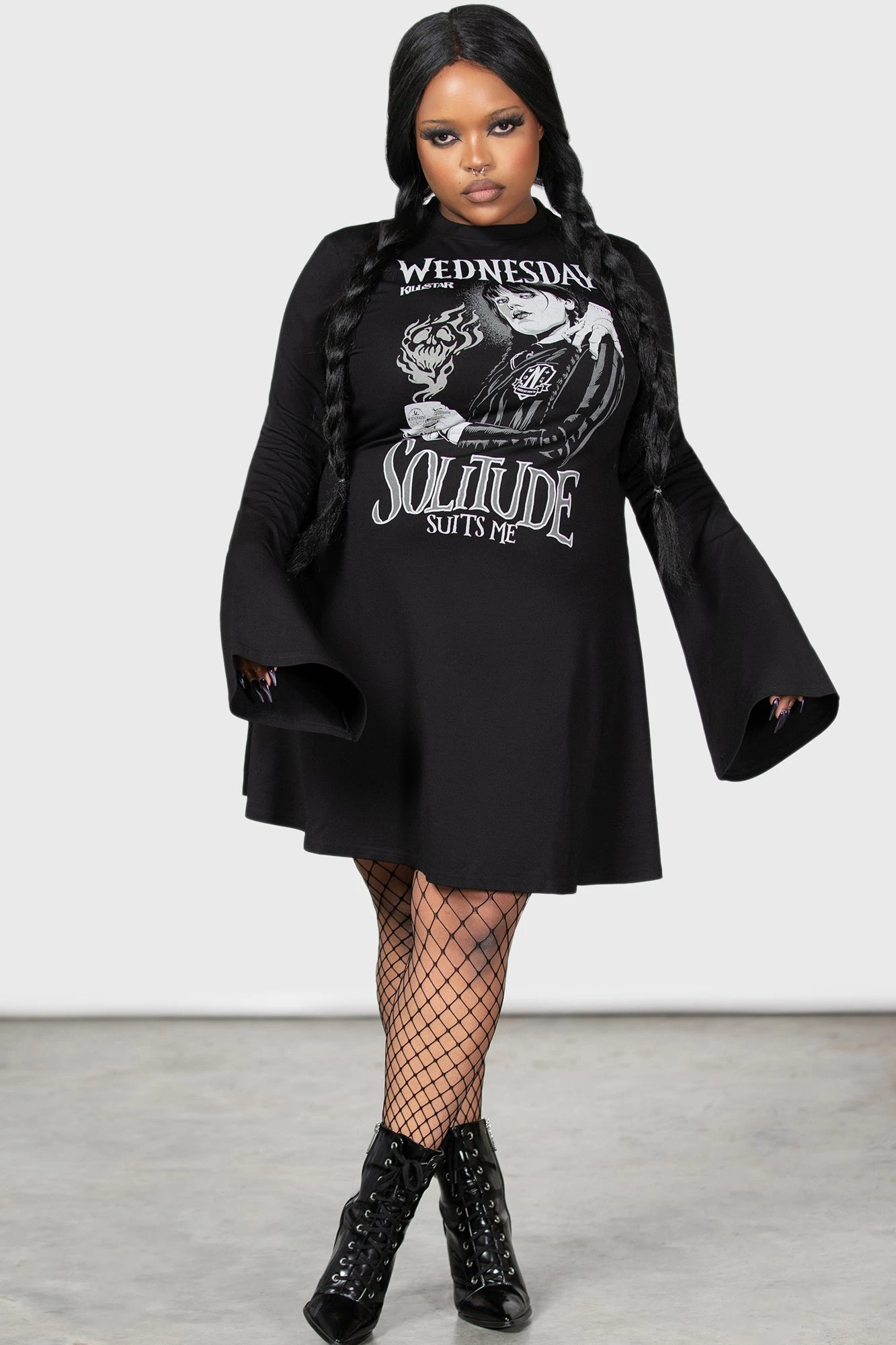 Wednesday x KILLSTAR On Wednesdays Plus Size Skater Dress 3 Wednesday x KILLSTAR On Wednesdays Plus Size Skater Dress - Image 3