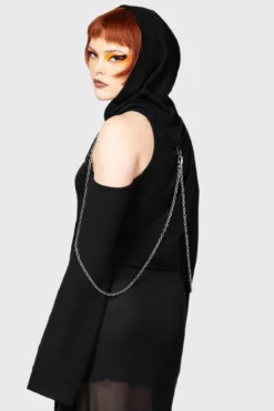 Killstar x Dario Argento Opera Cold-Shoulder Crop Hoodie -Kill Star Store OPERA CROP HOODIE W E